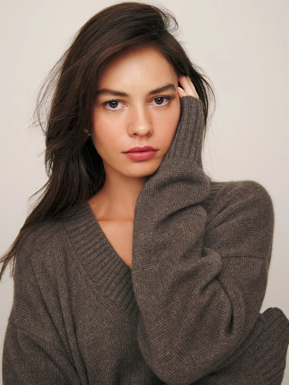 Jadey Cashmere Oversized V-neck Sweater