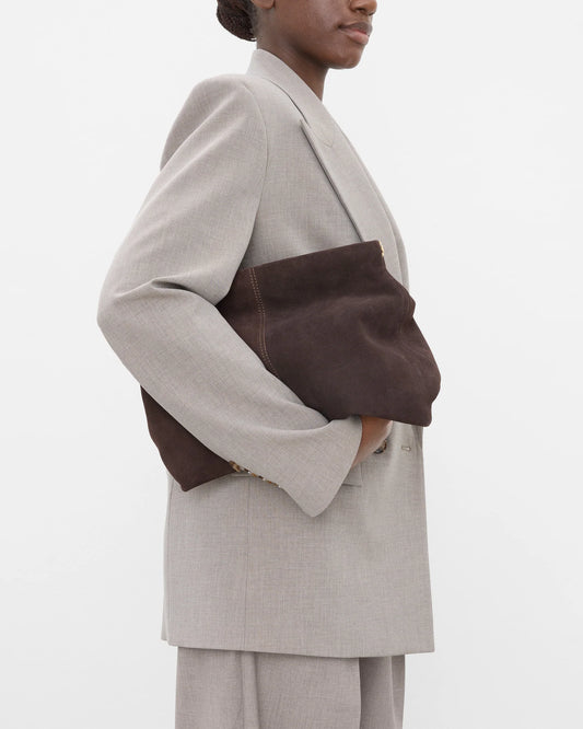 Clay Clutch Suede Chocolate