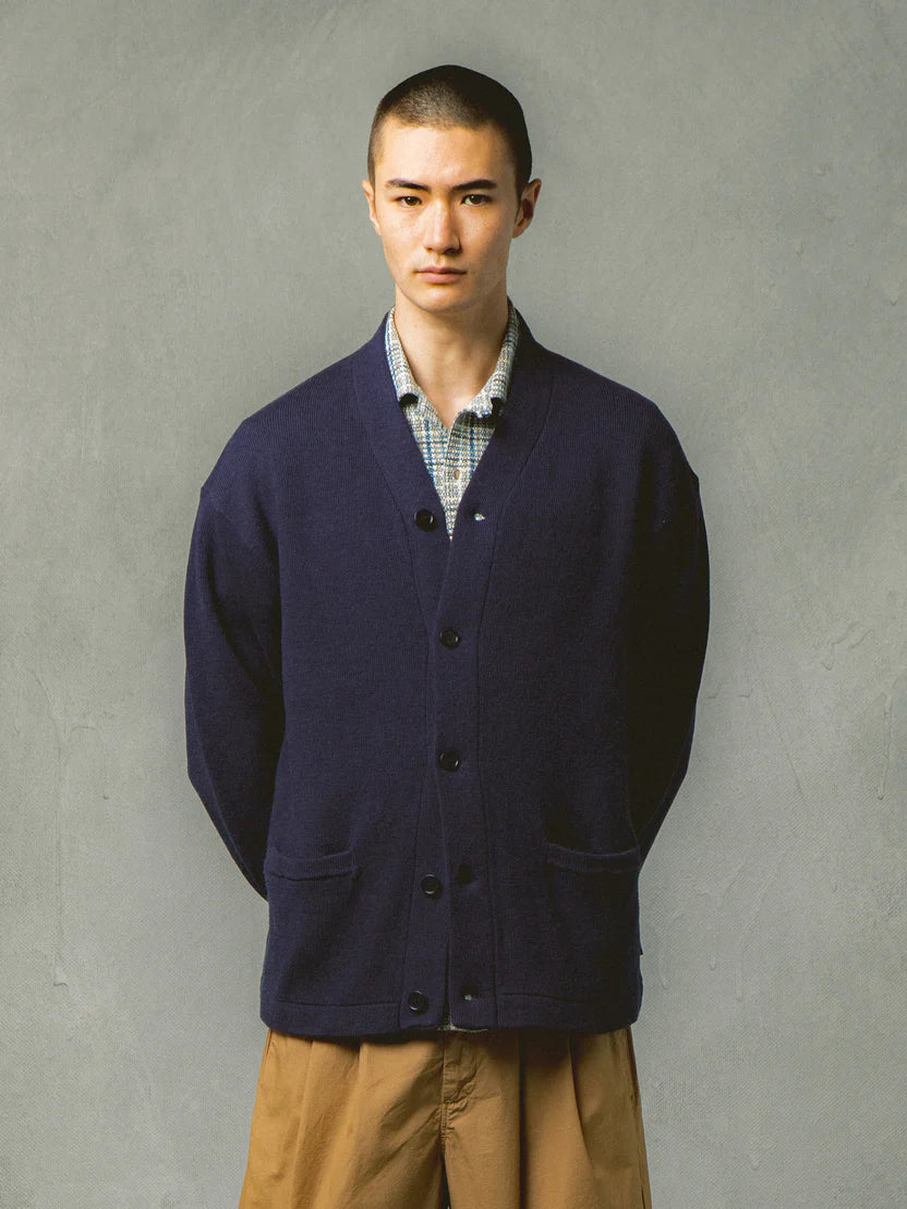 Glencorse Cardigan in Navy Wool Blend