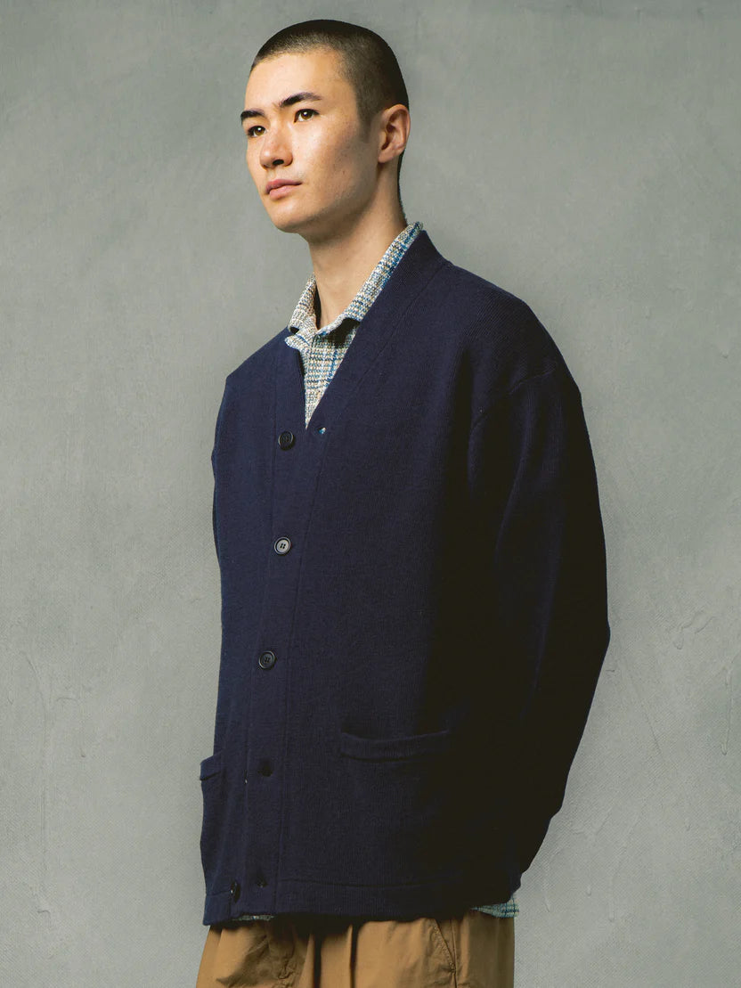Glencorse Cardigan in Navy Wool Blend